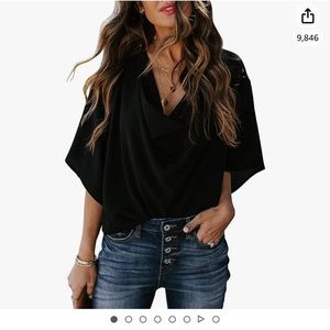 Women’s Casual Batwing Blouse - Size XL - Black